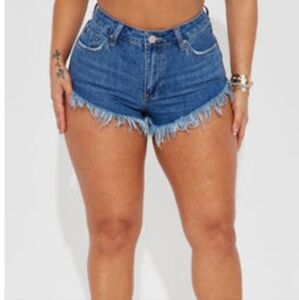 Denim Frayed Hem Shorts